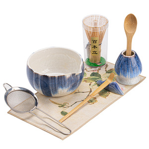 Glaçure cristalline fleur de glace Wuji bleu classique écologique service à thé Matcha ensemble de huit pièces bol à thé en céramique Li Imitation Song - Product Image 5