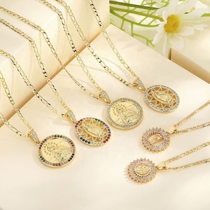 คอลเลคชั่นความสง่างามอันศักดิ์สิทธิ์ ขายส่ง สร้อยคอทอง 18K ชุบทองประดับเพชรซิร์คอน สไตล์ฮินดู ดีไซน์ทันสมัยสำหรับผู้หญิง - Product Image 1