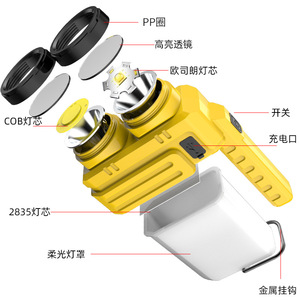 Lampe de camping 204 mm 3W COB LED, charge par type C, éclairage portable pour l'extérieur - Product Image 5