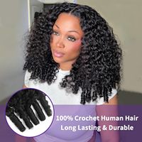 Extensions de cheveux humains vierges pré-bouclées, boucles birmanes, tresses au crochet, douces comme des plumes, extensions de cheveux au crochet invisibles