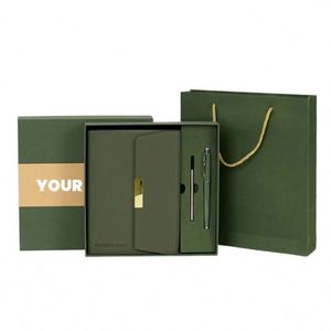 Business Promotional A5 <b>Green</b> PU Leather Handmade Letterpress Printed Custom Logo Custom Color Convenient 100 Sheets <b>Gift</b> Set - Product Image 2