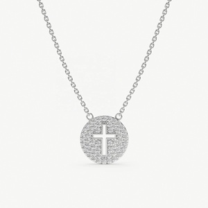 Nouveautés Collier de joaillerie fine en Argent sterling 925 plaqué or 14K avec pendentif disque lettre en Zircon cubique et chaîne à maillons pour soirée - Product Image 3