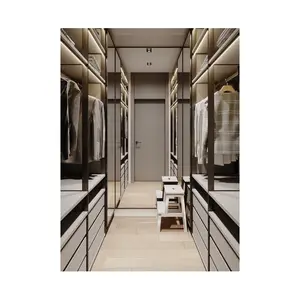 Light luxury wardrobe renting home minimalist UV bright cabinet bedroom simple wood lacquered doors large wardrobe