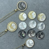 Perhiasan Mutiara Ukiran CNC Motif Matahari dan Bulan, Laris Manis, Cangkang Alami untuk Kalung & Gelang DIY