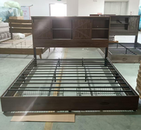 Lit double en bois et métal facile à assembler pour appartement, chambre à coucher, hôtel, taille Twin XL, prix d'usine, avec tiroirs