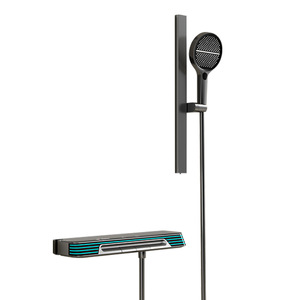 Juego de ducha de tipo dividido KDa 8116, gris bronce, cromo mate, pulverización de temperatura constante, rectangular, portátil, licenciado, privado - Product Image 5