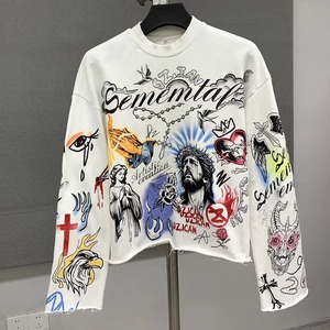 เสื้อยืดแขนยาวทรงบ็อกซี่ ตัดขอบดิบ พิมพ์ลายกราฟิก สำหรับผู้ชาย  ปรับแต่งได้ตามต้องการ พิมพ์ลายตามสั่ง ผ้าฝ้าย 100% เสื้อยืด unisex พร้อมโลโก้ - Product Image 2