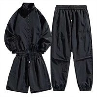 Ensemble trois pièces personnalisé pour homme, style hip-hop, respirant, en molleton, imprimé, surdimensionné, avec short coupe-vent