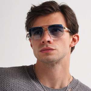 Gafas de Sol Retro de Alta Calidad 2025 con Doble Puente y Lentes Degradadas UV400, Gafas de Sol Cuadradas de Metal para Hombre para Conducir - Product Image 2