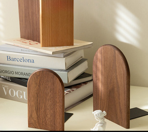 Porte-livres personnalisés en noyer noir américain massif, coins arrondis sécurisés pour les enfants, organisateur de bibliothèque de <span class=keywords><strong>bureau</strong></span>, décoration scandinave pour le <span class=keywords><strong>bureau</strong></span> - Product Image 4