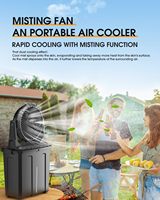 Ventilateur brumisateur portable - Ventilateur de sol rechargeable par USB avec batterie 20000 mAh et réservoir d'eau de 9 L, ventilateur de pulvérisation extérieur