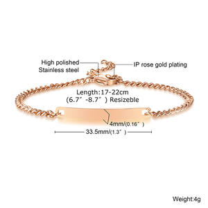 Nouveau cadeau d'anniversaire à la mode Bijouterie en acier inoxydable plaquée or 18 carats <span class=keywords><strong>Bracelet</strong></span> pour hommes et bébés <span class=keywords><strong>avec</strong></span> nom gravé sur mesure pour femmes - Product Image 6