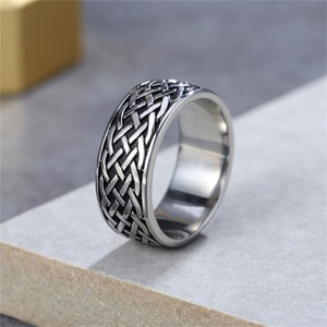 Viking Finger <b>Rings</b> Jewelry Custom Stainless Steel Celtic Knot Hoop <b>Rings</b> for <b>Men</b> - Product Image 2
