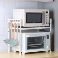 Estante de Cocina de 2 Niveles para Horno de Microondas, Retráctil y Expandible, con Ganchos