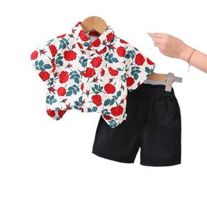 Vente en gros 0-4 ans Kidsren décontracté été deux pièces ensemble pleine impression revers chemise à manches courtes Denim Shorts nouveau <span class=keywords><strong>dessin</strong></span> <span class=keywords><strong>animé</strong></span> - Product Image 5