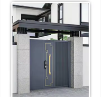 Porte d'entrée de villa individuelle avec conception coulissante, sonnette, appel, mot de passe secret, clés, porte de clôture en alliage d'aluminium