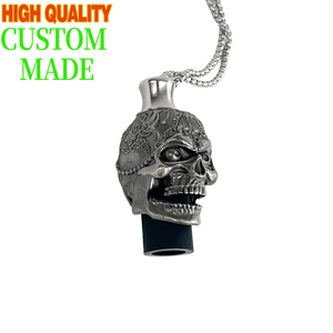 亜鉛合金製カスタムスカル型3Dフィギュア、ダイヤモンド象嵌とチェーンペンダント付き、伝統的なスタイルの十字架と仏教テーマ - Product Image 2