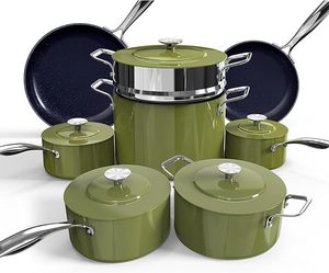 Nouvelle version du fabricant: <span class=keywords><strong>Batterie</strong></span> <span class=keywords><strong>de</strong></span> <span class=keywords><strong>cuisine</strong></span> 14 pièces en aluminium revêtue <span class=keywords><strong>de</strong></span> céramique, essentiels <span class=keywords><strong>de</strong></span> <span class=keywords><strong>cuisine</strong></span> durables <span class=keywords><strong>pour</strong></span> les tables <span class=keywords><strong>de</strong></span> cuisson à <span class=keywords><strong>induction</strong></span> - Product Image 1