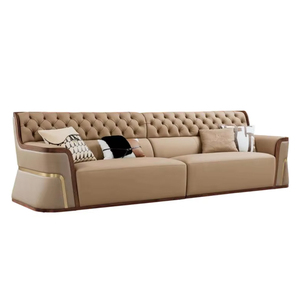 <span class=keywords><strong>Divano</strong></span> Moderno a Tre Posti in Noce e Pelle The Craftsman's Lounge con Lavorazione a Colonna, Comfort Imbottito, Diverse Dimensioni - Product Image 1