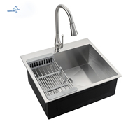 Évier de cuisine encastrable en acier inoxydable 304 de 22x22 pouces, finition artisanale, avec paniers de filtration