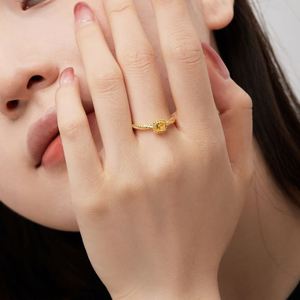 Dylam Minimalist Design Tiny Sterling Silver 18K Gold Plated Twisted <b>Open</b> Adjustable Eternity Band Yellow 5A Zirconia <b>Rings</b> - Product Image 3