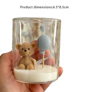 Bougie parfumée en forme d'ours en peluche, faite à la main en cire de soja dans un bocal en verre, bougie artistique pour la décoration de la maison - Product Image 3