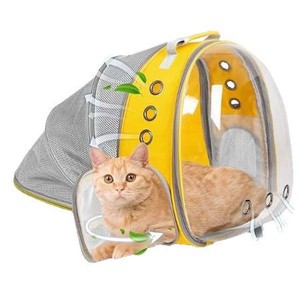 Transparent Capsule Style Cat <b>Backpack</b> <b>Large</b> Capacity Expandable Front And Back Portable Breathable For Cats 7kg And Above - Product Image 4