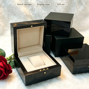 Piano Finish Black Wooden <b>Watch</b> Storage Box Premium Single Wristwatch Display <b>Case</b> High-End <b>Watch</b> Gift Packaging Box - Product Image 1