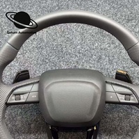 Volant sport de luxe en cuir semi-perforé chauffant à 4 branches en fibre de carbone personnalisé pour Audi A4 A5 A6 A7 A3 S3 S4 B9 A8