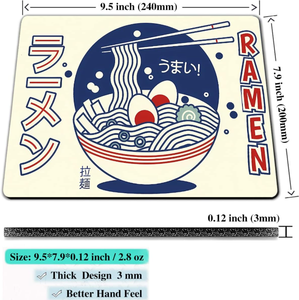 Tapis de souris imperméable, tapis de souris à thème alimentaire japonais pour souris sans fil, petit tapis de souris portable à thème Ramen pour ordinateur portable, PC et <span class=keywords><strong>Mac</strong></span> - Product Image 6