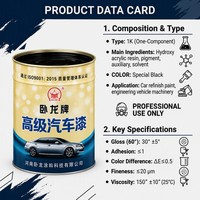Peinture automobile Wolong 1K05 Ultra Black Acrylic, monocomposant, couvrance totale dense, finition brillante, temps de séchage de 0,5h, pour carrosserie.