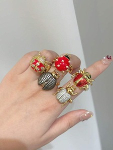 <span class=keywords><strong>Bague</strong></span> ajustable en forme d'abeille, coccinelle, homard et crabe, plaquée or 18 carats et argent, bijoux de mode pour usage quotidien et fêtes, vente en gros - Product Image 4