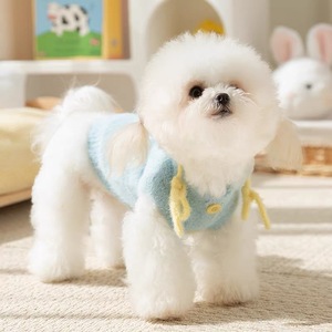 Pull à capuche pour animaux de compagnie, couleur unie bleu et rose, pour petits chiens, vêtements d'automne et d'hiver - Product Image 3