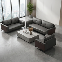 Ensemble de canapés professionnels en cuir synthétique épais, design industriel moderne pour salle de repos d'entreprise et salon d'accueil