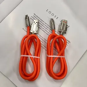 OEM 120W Super Fast Cable de carga Metal Aleación de zinc Líquido Silicona Micro USB Cargador Cable de datos