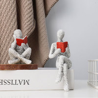 Décoration de salon moderne Décoration esthétique Art abstrait Figurine Lecture Livre Penseur Statue Pour Bureau
