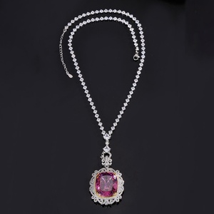 High Quality 20*23mm Rectangle Cut Cubic Zirconia Polished Eco-friendly <b>Copper</b> Jewelry Latest Necklace Designs for Women Party - Product Image 3