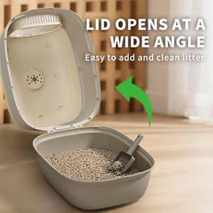 Bac à litière pour chat surdimensionné entièrement fermé en plastique PP carré anti-évasion, toilette pour chat désinfection stérilisation en gros - Product Image 4