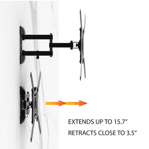 Support mural TV pivotant pour best-sellers, bras simple, adaptateurs 400x400mm, compatible 26-55'' LCD, inclinable, en acier entièrement soudé, bras simple 400x - Product Image 2