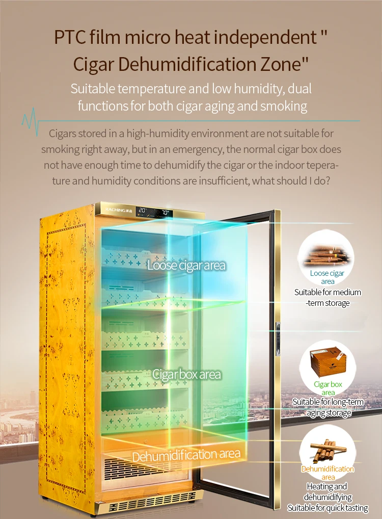 Raching big cigar cabinet with spanish cedar electronic humidor fridge for cigar aging