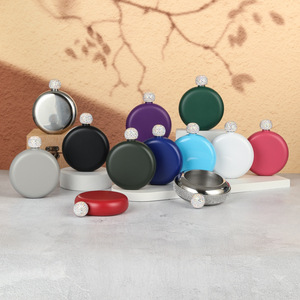 Toptan 5oz Yuvarlak Cep Matarası Paslanmaz Çelik 304 Tek Duvarlı Flagon Şarap Kabı <span class=keywords><strong>Mini</strong></span> Matarası Elmas Kapaklı - Product Image 1