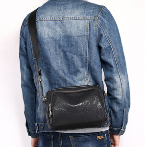 Bolso Cruzado de Cuero Genuino para Hombre, Pequeño, Negro, Ligero, para Uso Diario - Product Image 2