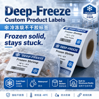 Étiquettes de produits personnalisées YSB holographiques, résistantes à l'huile et au froid profond |   Autocollants en rouleau imperméables de qualité chaîne du froid pour entrepôt d'épicerie