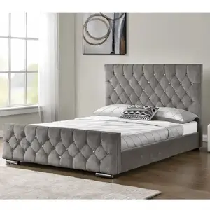 California Hotel Storage ER Modern Velvet Full Platform Single Doiuble Twin King Queen Size Bed Frame with Storage Headboard