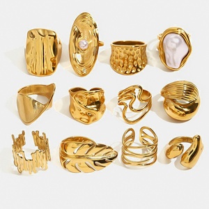 Anillo de Diseño Discreto en Acero Inoxidable y Chapado en Oro de 18K, Estilo Europeo Americano, Forma Exagerada, Joyería de Moda para Regalo - Product Image 2