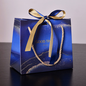 Sang trọng màu xanh đá cẩm thạch Boutique Quà Tặng Giấy túi BOW TIE bao bì bền cho đám cưới sinh nhật đảng quần áo lông Ribbon - Product Image 5