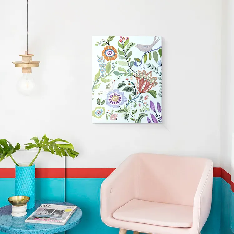 Pintura em tela com impressão 3d, pintura em tela com flores texturizadas para decorar a parede, sala de estar, crianças
