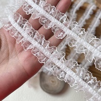 Dentelle plissée en mousseline de soie décorative, garniture élastique à volants