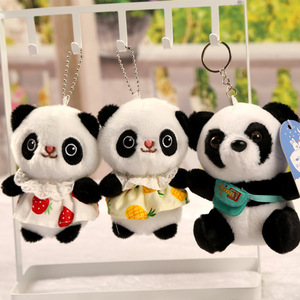 Porte-clés Mini <span class=keywords><strong>Panda</strong></span> avec perles décoratives, figurine charmante en tenue de fruits (fraise, ananas), idéal pour les cadeaux de fête d'anniversaire - Product Image 2