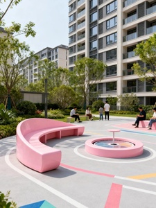 Banco Geométrico Personalizado con Forma de Árbol Amarillo para Exteriores, Asientos Poliédricos con <span class=keywords><strong>Piscina</strong></span> para Patio Residencial - Product Image 2